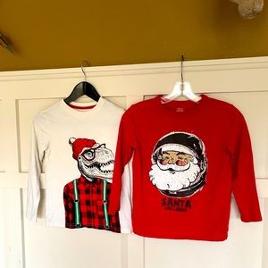 🐳2 Boys Size 8 Long sleeve Christmas Shirts
